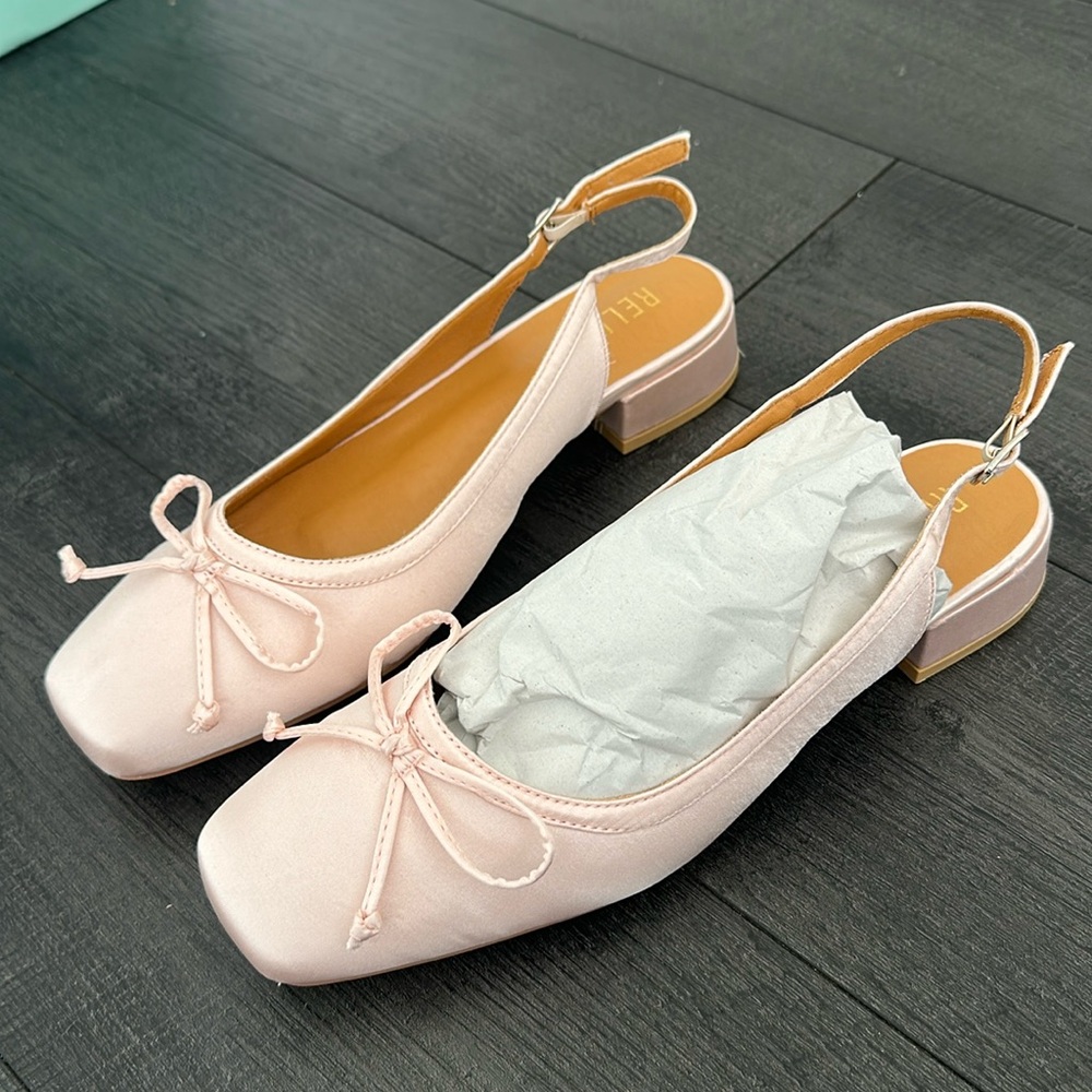 Rella Pink Satin Slingbacks